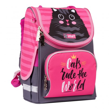 Рюкзак каркасный Smart PG-11 Cat rules серый розовый 556515