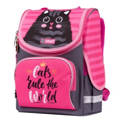 Рюкзак каркасный Smart PG-11 Cat rules серый розовый 556515