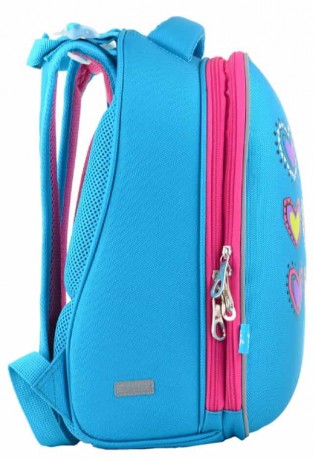 Ранец ортопедический каркасный YES Hearts turquoise H-12
